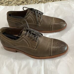 Johnson & Murphy Men's Cap-Toe Derby Oxfords in Olive Brown Leather